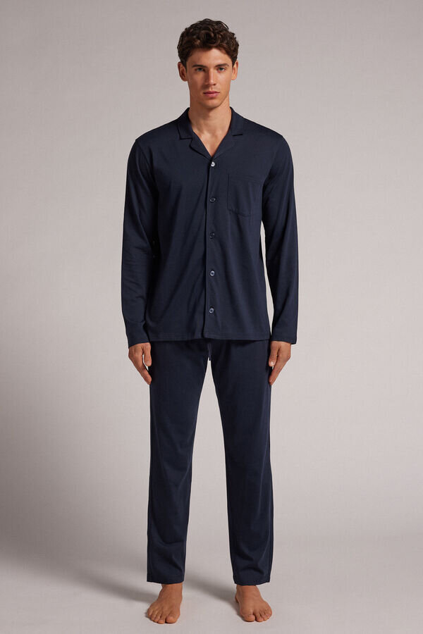 Button Front Full Length Pajamas in Superior Cotton Button Front Full Length Pajamas in Superior Cotton