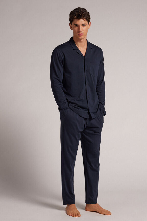 Button Front Full Length Pajamas in Superior Cotton Button Front Full Length Pajamas in Superior Cotton