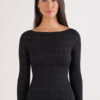 Cable Knit Bateau Neck Top in Ultralight with Cashmere