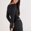 Cable Knit Bateau Neck Top in Ultralight with Cashmere