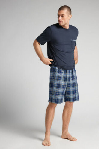 Check Print Cloth and Cotton Short Pajamas