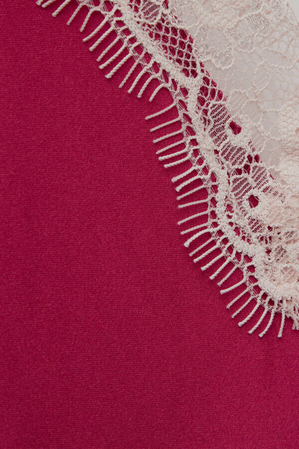 Contrast Lace Trim Silk Chemise Contrast Lace Trim Silk Chemise