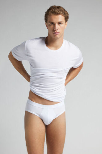 Cotton Briefs with Exposed Elastic