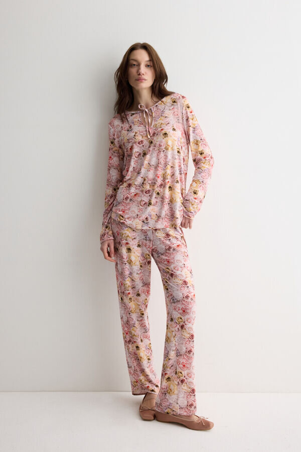Fresh Bamboo Full Length Pajamas with Blossom Print Fresh Bamboo Full Length Pajamas with Blossom Print