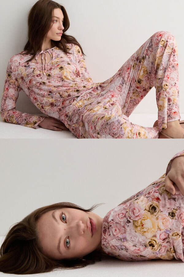 Fresh Bamboo Full Length Pajamas with Blossom Print Fresh Bamboo Full Length Pajamas with Blossom Print