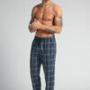 Full Length Pants in Denim Check Print Cloth Full Length Pants in Denim Check Print Cloth