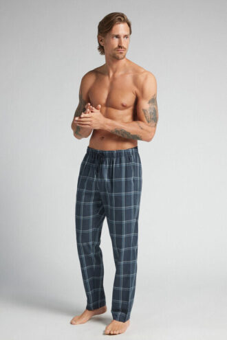 Full Length Pants in Denim Check Print Cloth