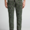 Green Check Print Full Length Cotton Pants Green Check Print Full Length Cotton Pants