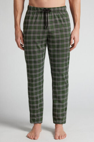 Green Check Print Full Length Cotton Pants