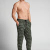 Green Check Print Full Length Cotton Pants Green Check Print Full Length Cotton Pants