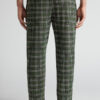Green Check Print Full Length Cotton Pants Green Check Print Full Length Cotton Pants