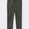 Green Check Print Full Length Cotton Pants Green Check Print Full Length Cotton Pants