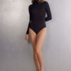 High Collar Bodysuit in Modal Ultralight with Cashmere