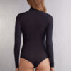 High Collar Bodysuit in Modal Ultralight with Cashmere