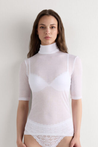 High Collar Top in Ultranatural with Cashmere