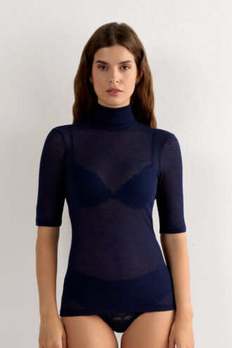 High Collar Top in Ultranatural with Cashmere