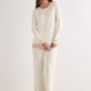 Lace Trim Button Up Full Length Pajamas in Modal