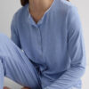 Lace Trim Button Up Full Length Pajamas in Modal
