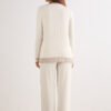 Lace Trim Button Up Full Length Pajamas in Modal