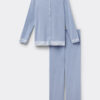 Lace Trim Button Up Full Length Pajamas in Modal