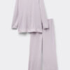 Lace Trim Button Up Full Length Pajamas in Modal