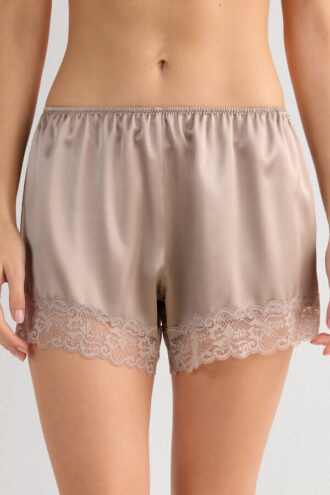 Lace Trim Silk Shorts