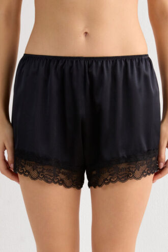 Lace Trim Silk Shorts