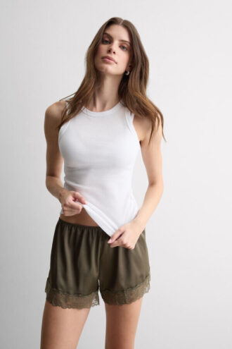 Lace Trim Silk Shorts