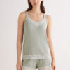 Lace Trim Tank Top Short Pajamas in Modal