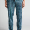Light Blue Check Print Full Length Cotton Pants