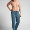 Light Blue Check Print Full Length Cotton Pants