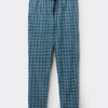 Light Blue Check Print Full Length Cotton Pants