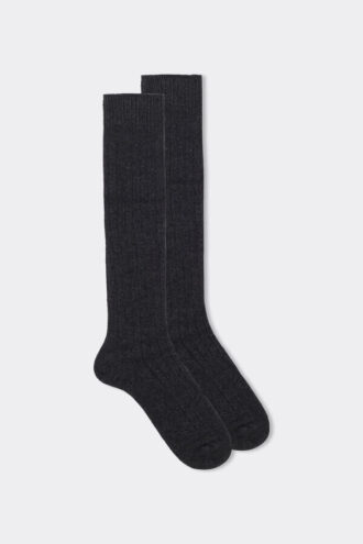 Long Ribbed Socks in Cashmere and Wool