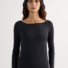 Long Sleeve Bateau Neck Top in Micromodal Long Sleeve Bateau Neck Top in Micromodal