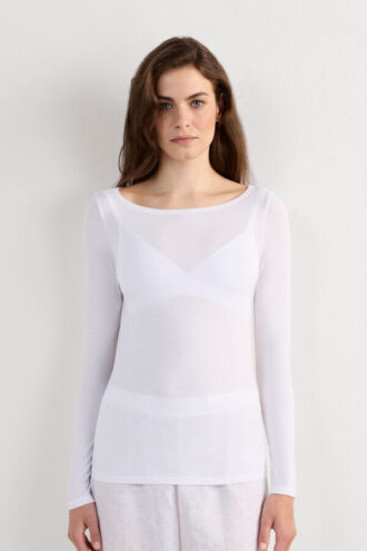 Long Sleeve Bateau Neck Top in Micromodal