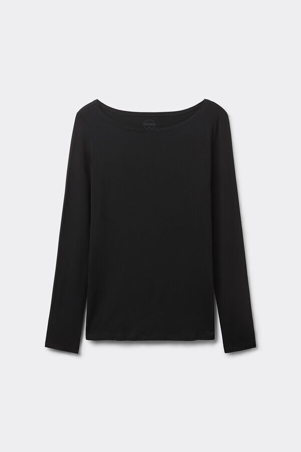 Long Sleeve Bateau Neck Top in Micromodal Long Sleeve Bateau Neck Top in Micromodal