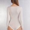 Long Sleeve Bodysuit in Ultralight Modal with Cashmere and Lace