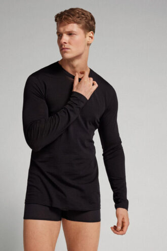 Long-Sleeve Crew-Neck Merino-Wool Top