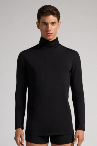 Long-Sleeve High-Neck Merino-Wool Top