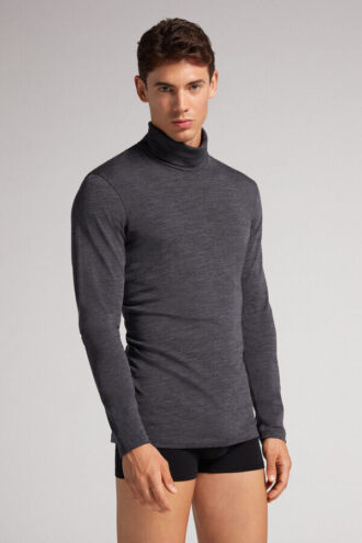Long-Sleeve High-Neck Merino-Wool Top