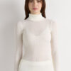 Long-Sleeve High-Neck Tubular Top in Wool and Silk