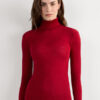Long-Sleeve High-Neck Tubular Top in Wool and Silk