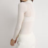 Long-Sleeve High-Neck Tubular Top in Wool and Silk