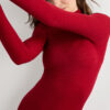 Long-Sleeve High-Neck Tubular Top in Wool and Silk