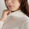 Long-Sleeve High-Neck Tubular Top in Wool and Silk