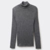 Long-Sleeve High-Neck Tubular Top in Wool and Silk