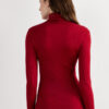 Long-Sleeve High-Neck Tubular Top in Wool and Silk