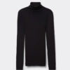 Long-Sleeve High-Neck Tubular Top in Wool and Silk