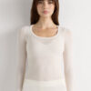 Long Sleeve Scoop Neck Top in Ultralight Modal with Cashmere
