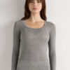 Long Sleeve Scoop Neck Top in Ultralight Modal with Cashmere Long Sleeve Scoop Neck Top in Ultralight Modal with Cashmere